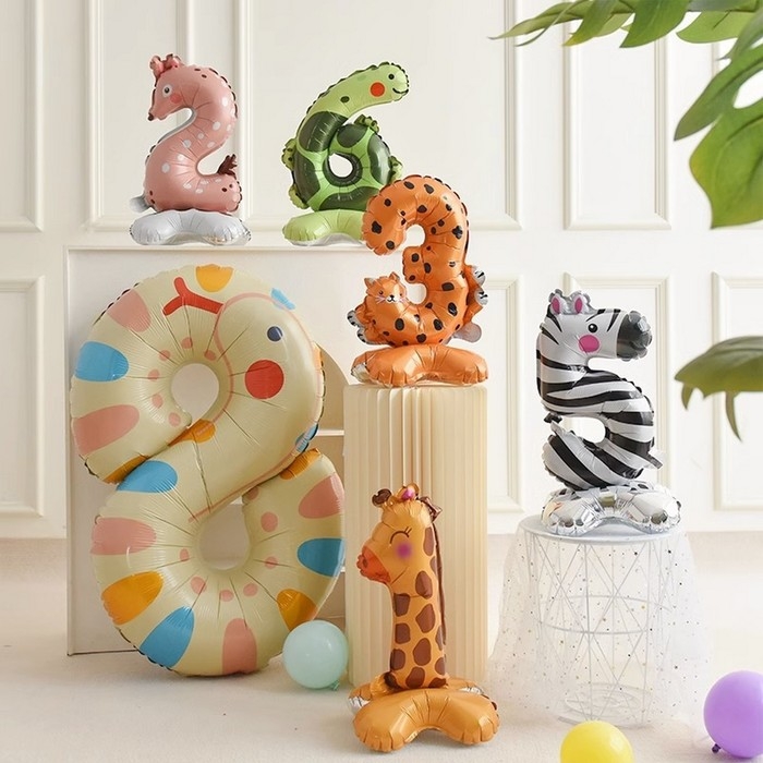 Шар фольгированный 24 Шар фольгированный 24" «Цифра 5» на подставке, зебра