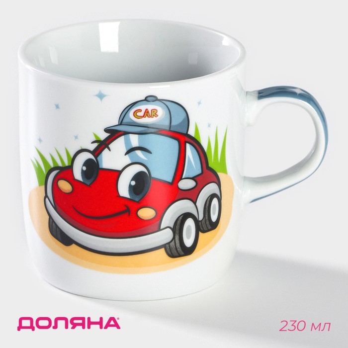 Кружка керамическая Доляна «Машинка», 230 мл, цвет белый Кружка керамическая Доляна «Машинка», 230 мл, цвет белый