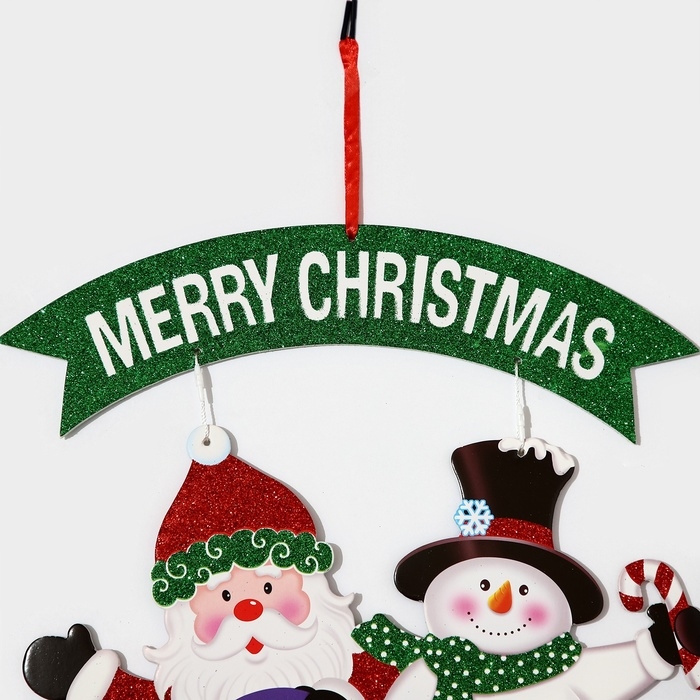 Декоративное украшение (подвеска)  Декоративное украшение (подвеска) "Дед мороз и снеговик на автомобиле" 40х34 см