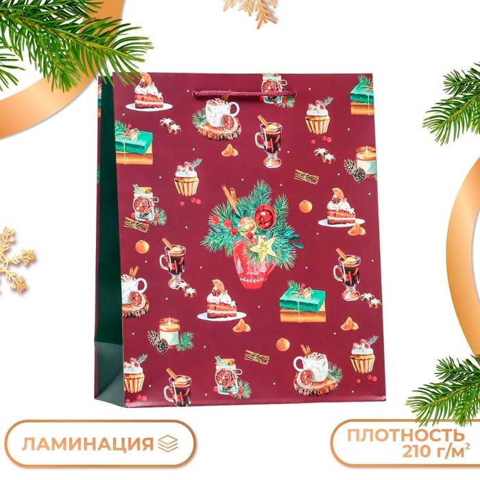 Новый год. Пакет подарочный "В ожидании чуда ", 26 х 32 х 12 см.