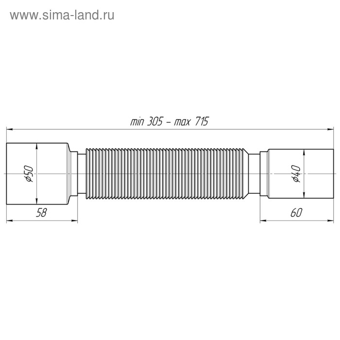 Труба гофрированная  Труба гофрированная "АНИ Пласт" K405, 40 х 50 мм, L= 305-715 мм