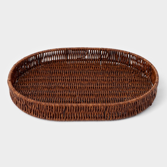 Корзинка для подачи Доляна «Огайо», 41×31×5 см, овальная, цвет коричневый Корзинка для подачи Доляна «Огайо», 41×31×5 см, овальная, цвет коричневый