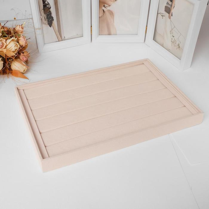 Подставка для колец 5 полос, флок, 35&times;24&times;3 см, цвет бежевый