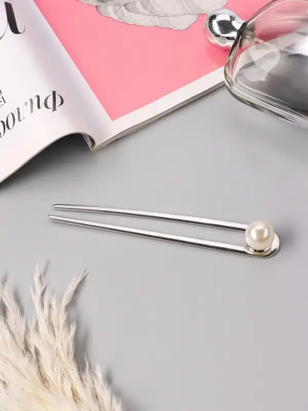 Шпилька для волос "Аделаида" 14,5х2 см, серебро