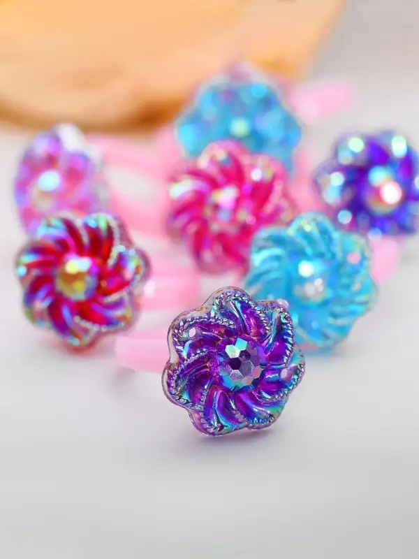 Кольцо Выбражулька «Цветочки», блеск, безразмерное, фасовка 100 шт., МИКС Кольцо Выбражулька «Цветочки», блеск, безразмерное, фасовка 100 шт., МИКС