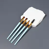 Набор кистей для макияжа COLOR POWER, 4 шт., бирюзовый, золотистый