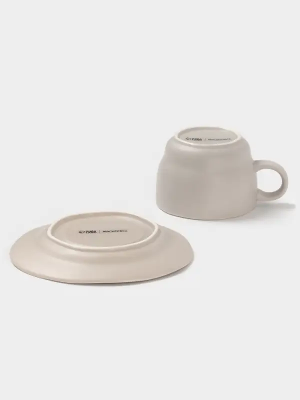 Чайная пара Magistro Potter, 2 предмета: чашка 250 мл, блюдце d=15.3 см, фарфор, светло-серая