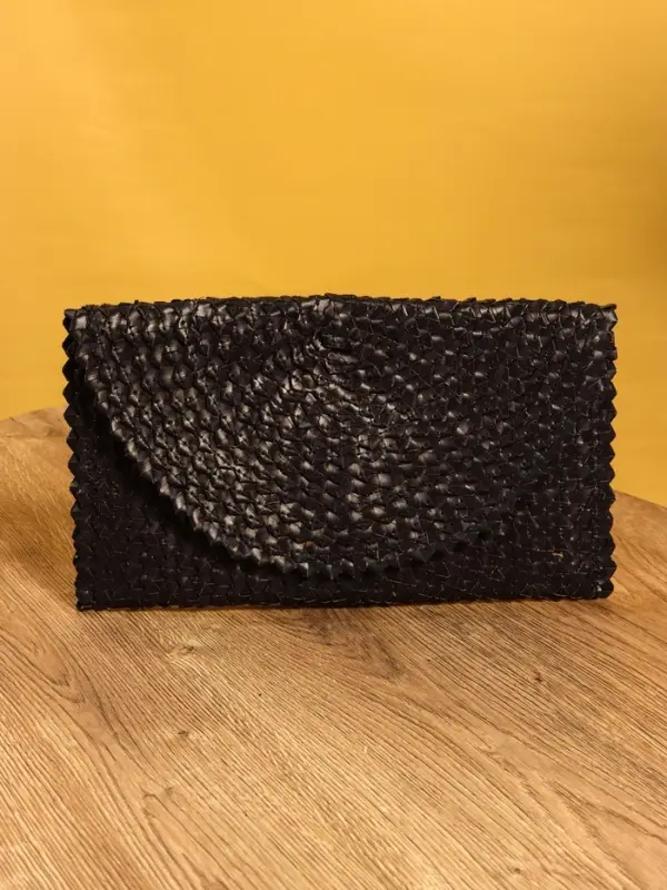 Сумка клатч плетёная из пальмового листа, 28×16×2 см, чёрная Сумка клатч плетёная из пальмового листа, 28×16×2 см, чёрная