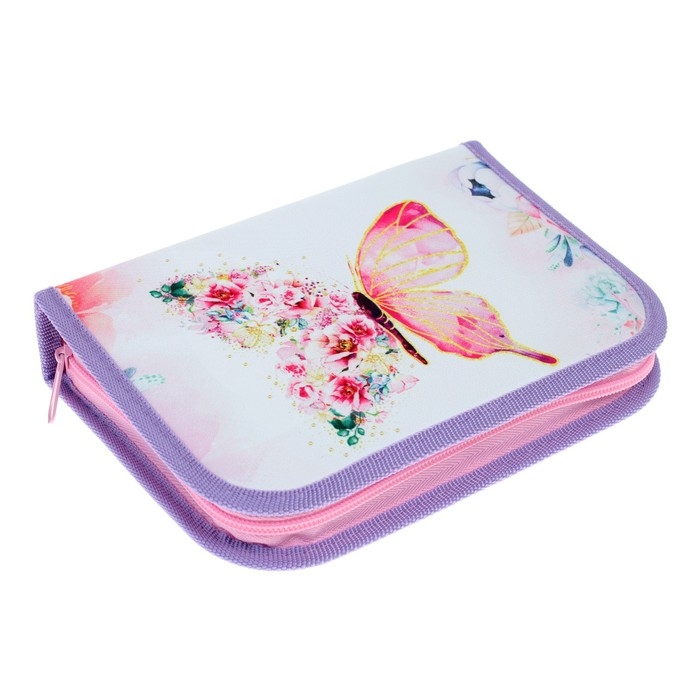 Пенал 3 секции, вкладка внутри, 140 х 210 х 40 мм, тканевый, Calligrata TOP Block Пенал 3 секции, вкладка внутри, 140 х 210 х 40 мм, тканевый, Calligrata TOP Block "Бабочки"