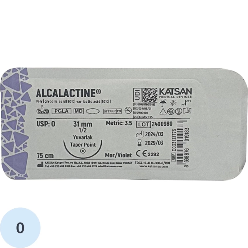 Шовный материал ALCALACTINE 0 75см, колющ. 31мм 1/2 12шт C0331Z1T75