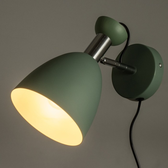 Бра с выключателем на проводе "Клаудиа" Е27 40Вт зеленый 28х15х20см