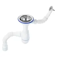 Сифон для мойки Unicorn B426P, 3 1/2" &times; 40 мм, круг.перелив, пласт.ручка, с гофрой 40/50 мм