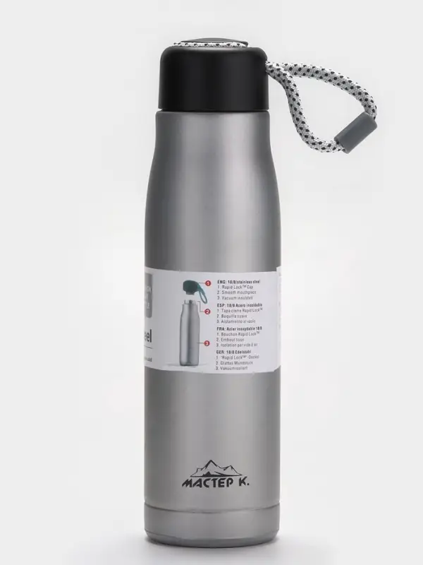 Термос Traveller &laquo;Мастер К.&raquo;, 600 мл, для чая, кофе, сохраняет тепло 10 ч, 26&times;7 см, хром