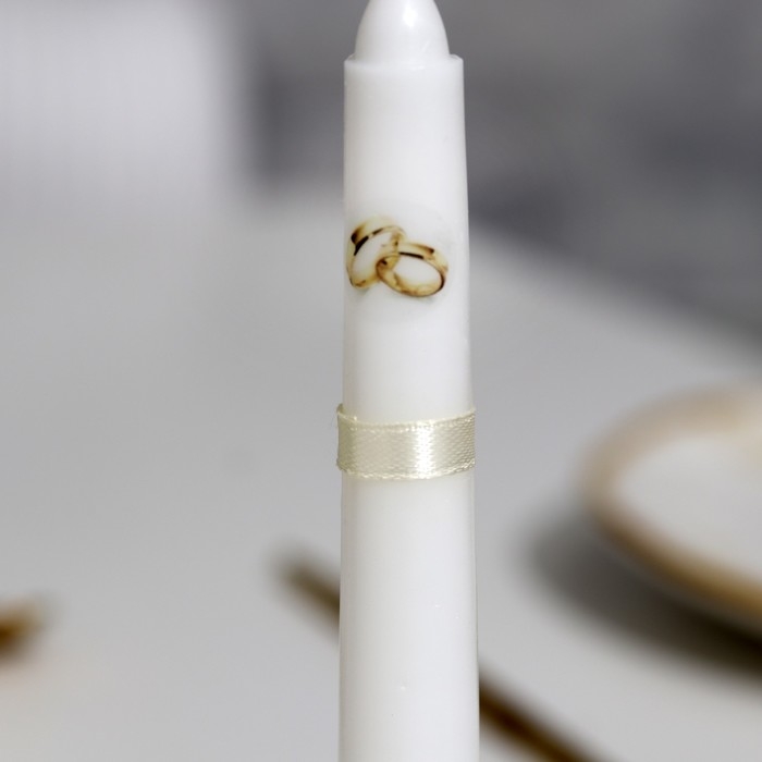 Набор свадебных свечей  Набор свадебных свечей "Совет да любовь с лентой" шампань: родительские 1,8х15; очаг 5,2х9,5