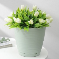 Горшок для цветов с поддоном Saffron, 1,5 л, d=14,6 см, h=13,5 см, цвет светло-зелёный