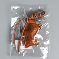 Брелок на карабине кожзам "Терьер" с узлом, шоколад 14х8х1,2 см