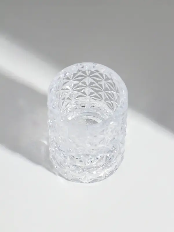 Подсвечник стекло на 1 свечу двусторонний "Морозные узоры" прозрачный d=2 см 3,5 см 5х5х8 см   10973