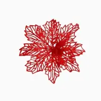 Ёлочные игрушки 2 шт. &laquo;Зимнее волшебство. Резной цветок&raquo; пластик, 8.5 см, красный