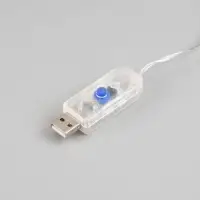 Гирлянда &laquo;Занавес&raquo; 2.8&times;3 м, роса на крючках, с пультом, IP20, серебристая нить, 300 LED, свечение аквамарин, 8 режимов, USB