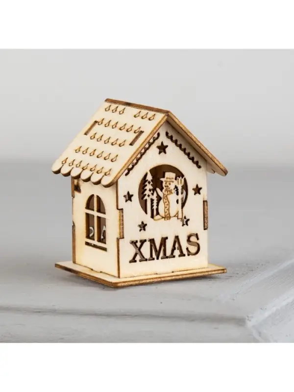 Ёлочная игрушка &laquo;Домик со снеговиком&raquo;, 6&times;4.5&times;4.5 см, от батареек, свечение тёплое белое