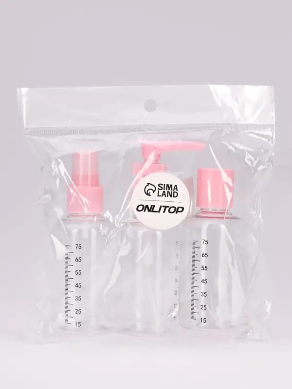 Набор для хранения, 3 предмета, со шкалой деления, розовый