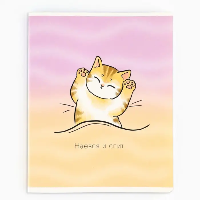 Тетрадь в клетку, 48 л., А5, на скрепке, блок №1 &laquo;Котик с лапками&raquo; МИКС