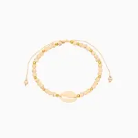 Браслет "Моана" камень пирит, длина 16 см, цв. белый