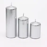 Свеча столбик 5&times;7.5, 10, 15 см, набор 3 шт., серебро