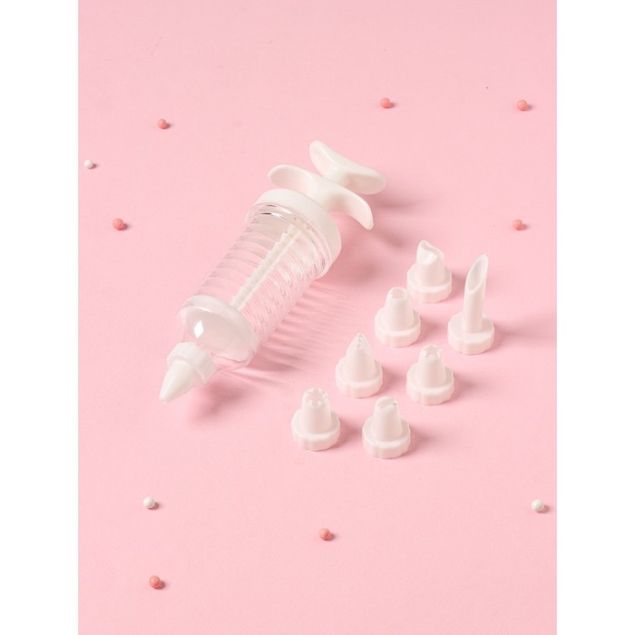 Шприц кондитерский Доляна «Повар», 19×5 см, 8 насадок