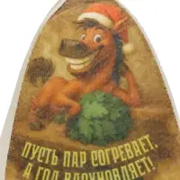 Шапка для бани с принтом "Пусть пар согревает. Новый год", светлая