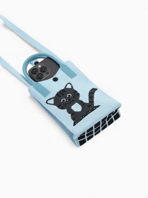 Сумка подр Коты, 12*4*17, отд на кнопке, дл ремень, голубой