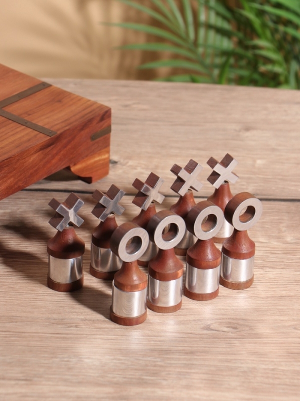 Настольная игра  Настольная игра "Крестики-нолики" 20х20 см, манговое дерево, алюминий