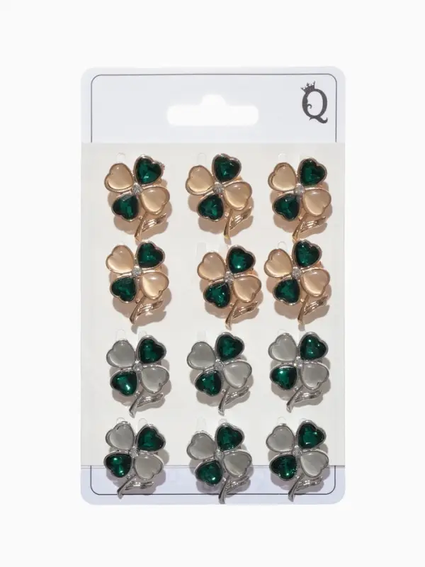 Брошь &laquo;Клевер&raquo;, кошачий глаз, МИКС