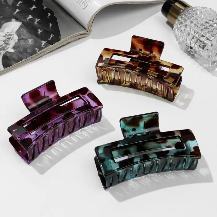 Крабик для волос &laquo;Леопардовый принт&raquo;, прямой, 8.5 см, МИКС