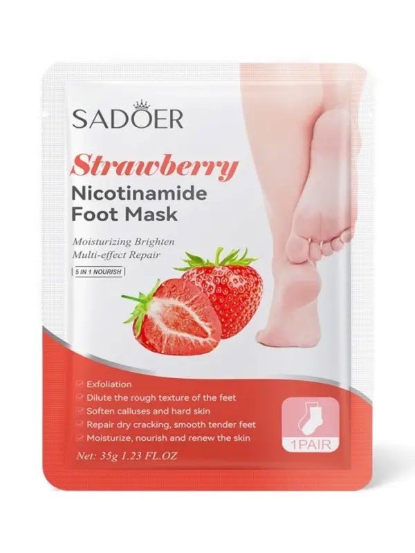 Отшелушивающая маска-носки для ног Sadoer, клубника, 35 г