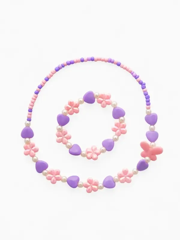 Набор детский &laquo;Выбражулька. Ромашки с бабочкой&raquo;, 2 предмета: бусы, браслет, МИКС