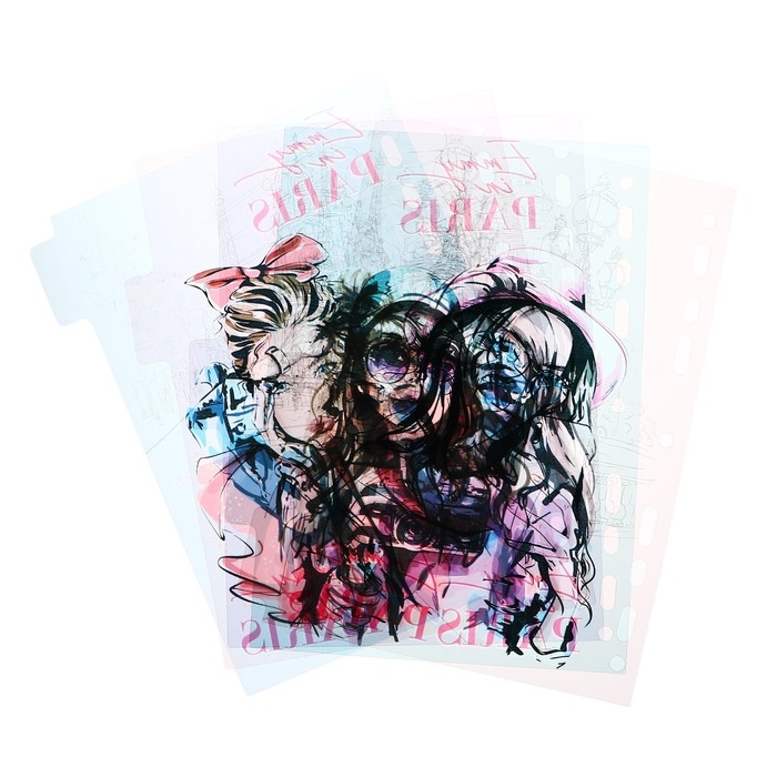 Разделитель листов A5 (175 x 210 мм) цветовой, 5 листов, Разделитель листов A5 (175 x 210 мм) цветовой, 5 листов, "deVENTE. Emmy in Paris" полипропилен 140 мкм, тонированные с рисунком, индивидуальная упаковка