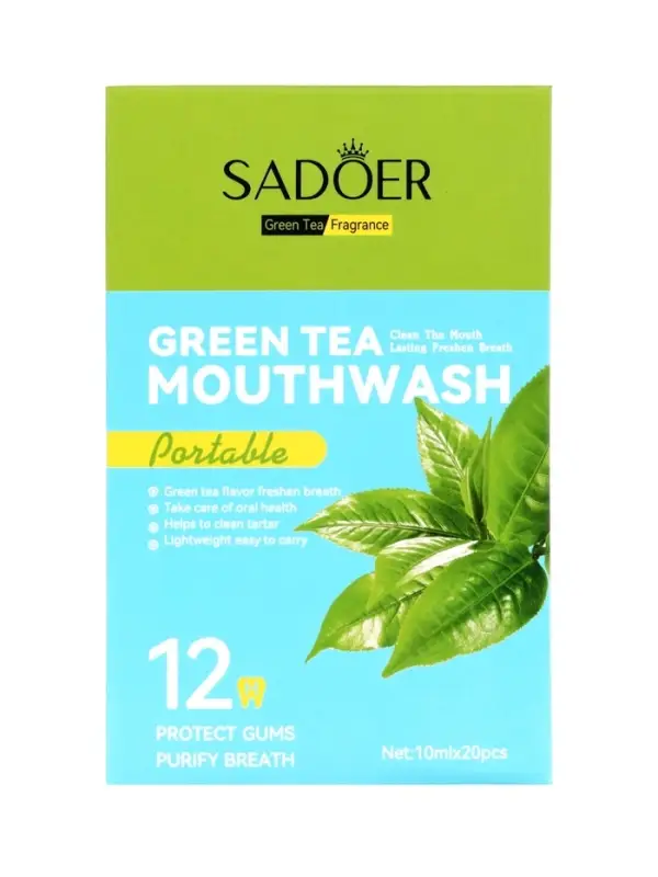Ополаскиватель для полости рта в стиках со вкусом зеленого чая, 20 шт. по 10 мл