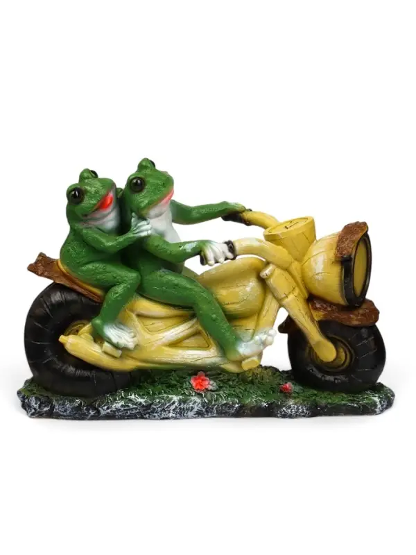 Садовая фигура из полистоуна &laquo;Лягушки на мотоцикле&raquo;, 35&times;48&times;12 см