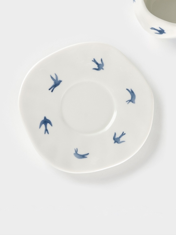 Чайная пара Доляна «Ласточки», чашка 220 мл, блюдце d=16 см, ручная роспись, керамика, белая Чайная пара Доляна «Ласточки», чашка 220 мл, блюдце d=16 см, ручная роспись, керамика, белая