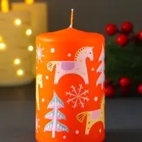 Свеча новогодняя пеньковая "Лошадки" 6х6х8 см