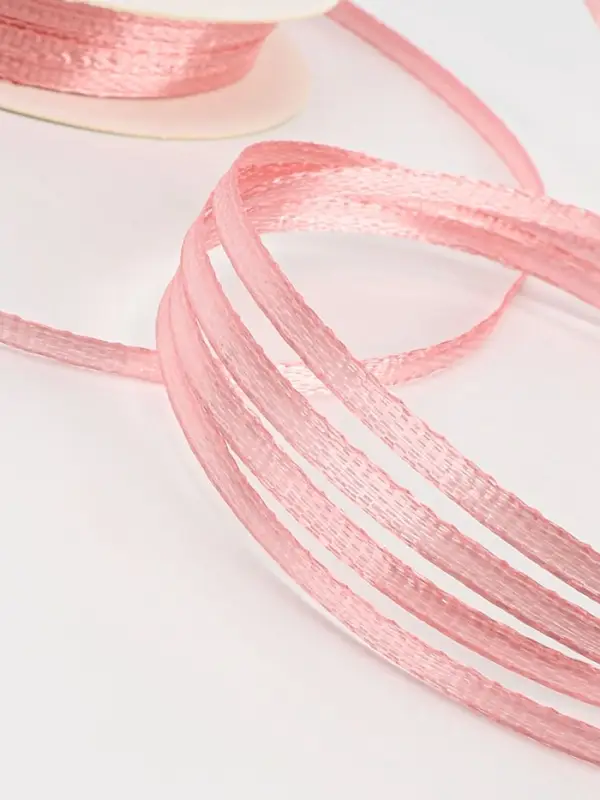 Лента атласная, 3 мм, 45±1 м, жемчужно-розовая №135