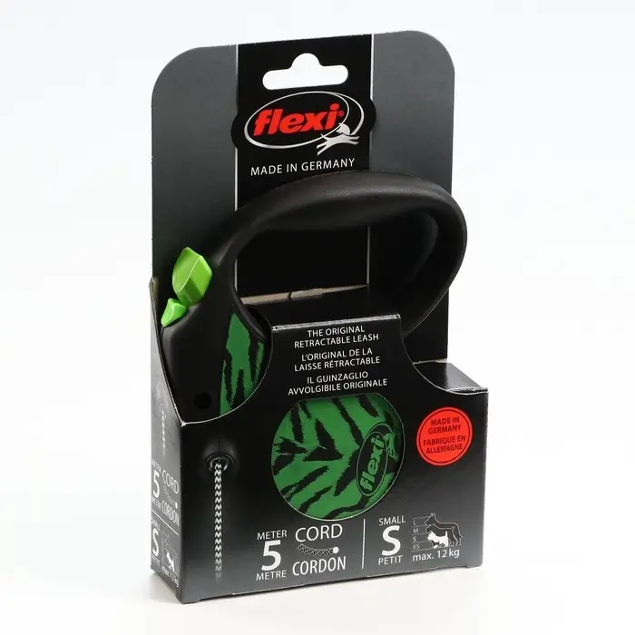 Рулетка Flexi Safari S, 5 м, трос, до 12 кг, green Tiger