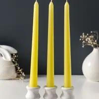Набор свечей античных 25 см, 3 шт., 58 г, 7 ч, пастельно-жёлтый