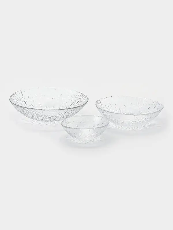 Салатники Magistro Rain, набор 3 шт., 285/820/1410 мл, d=13.5/19.5/24 см, стекло, прозрачные