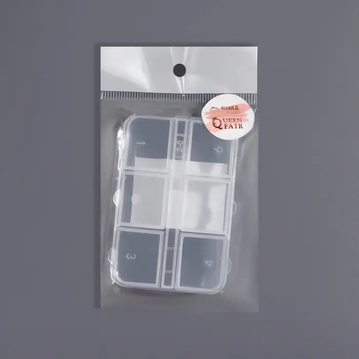 Органайзер для хранения мелочей, 6 ячеек, 5.3×7.5×1.3 см, прозрачный Органайзер для хранения мелочей, 6 ячеек, 5.3×7.5×1.3 см, прозрачный