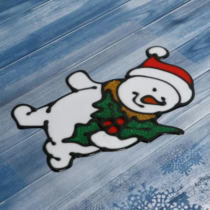 Наклейка на стекло «Снеговик в колпаке», 9.5×14.5 см Наклейка на стекло «Снеговик в колпаке», 9.5×14.5 см