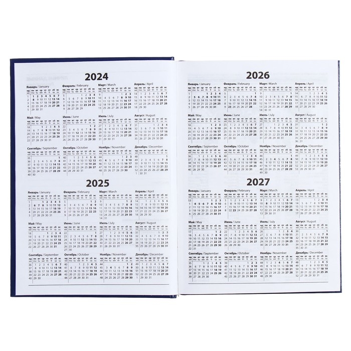 Ежедневник полудатированный на 4 года А5, 192 листа, обложка бумвинил, синий Ежедневник полудатированный на 4 года А5, 192 листа, обложка бумвинил, синий