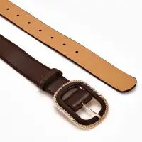 Ремень жен 05-01-07-01, Июнь2507, 3*0,3*110 см, без винта, пряж золото+пласт, 1 прокол корич   10903