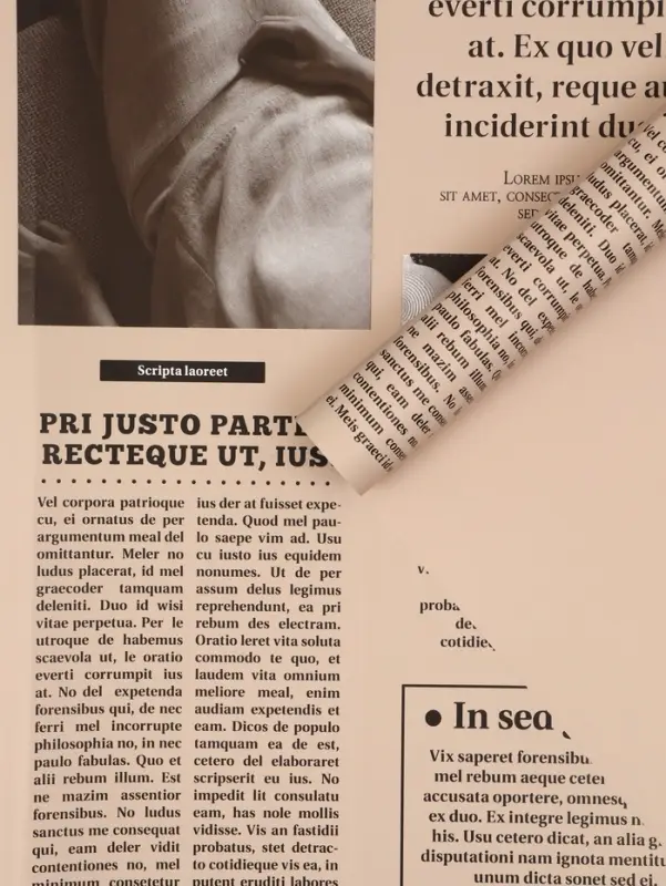 Плёнка флористическая &laquo;Газета любви&raquo;, бежевый, 65 мкм, 50&times;57&plusmn;1 см